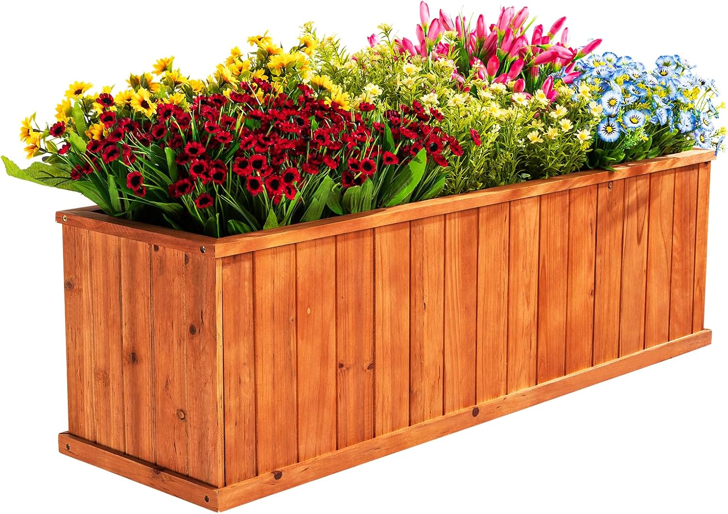 Set of 3 Wooden Barrel Planters – Rustic Acacia Flower Pots with Handles & Drainage for Garden & Patio